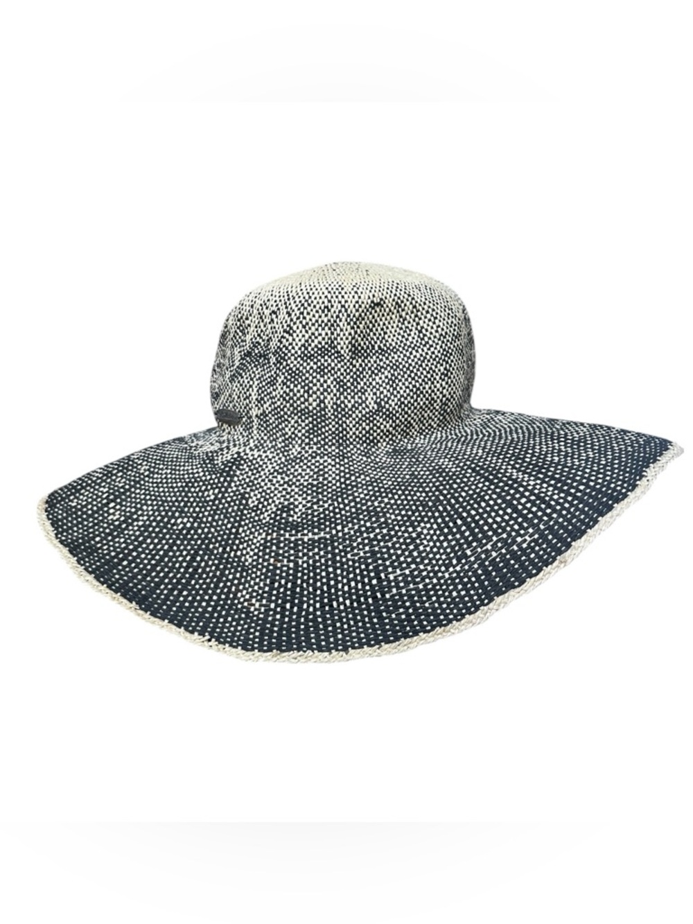 Billabong Wide Brim Straw Sun Hat Black Natural Woven Paper Beach Boho OS
